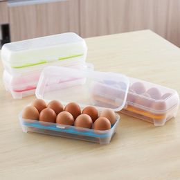 Cajas de almacenamiento, contenedores de 10 rejillas, contenedor de huevos, refrigerador, caja fresca, artículos esenciales para el hogar, soporte para huevos, cajón de plástico para verduras, 4 colores