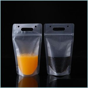 Opbergdozen bakken 100 stcs/kavel helder drink zakjes zakken plastic drinkzak 450 ml transparant zelfgeëerde dranken sap melkdruppel dh6kn