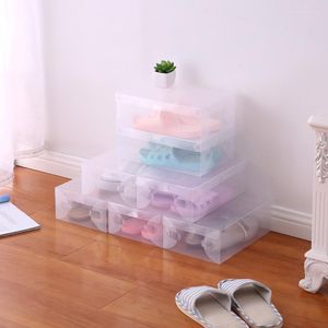 Cajas de almacenamiento Contenedores 10pcs Set Organizadores de zapatos transparentes Estuches Estuche para botas de zapatos de plástico An-ti Dust Clean