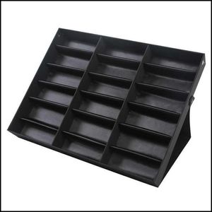 Cajas de almacenamiento Bins 18 Grids Gafas de sol de anteojos Gafas de almacenamiento de la caja de almacenamiento Organizador MDJ998 X0703 Drop Deliv Zlnewhome DH5WM