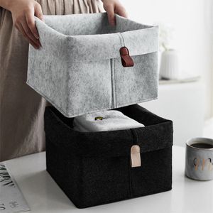 Cajas de almacenamiento Contenedores 1 unid Cesta de fieltro nórdica Sala de estar Mesa de té Negro Gris Misceláneas Caja de tela Calcetines de dormitorio 230907