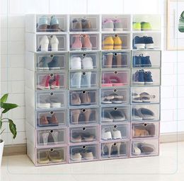 Cajas de almacenamiento Bins 1 PIEZA Caja de zapatos Artefacto Transparente Plastic Japan Flip Cajón A8842818
