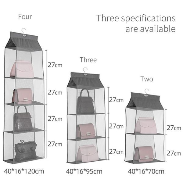Boîtes de rangement Colgodes 2 3 4 6 Organisateur de sac à main suspendu pour placard Sac à poussière de placard Sac à poussière Big Tote Clothes1907