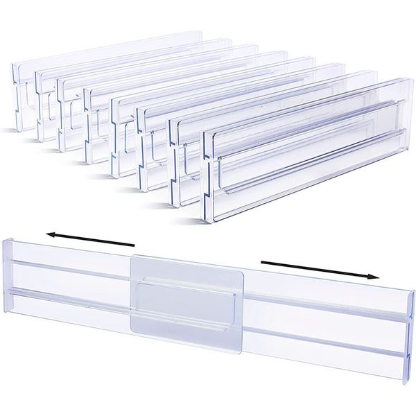 Boîtes de rangement Bacs 2 4PCS Diviseurs de tiroirs Organisateurs Armoire réglable Organisateur de vêtements Tiroirs transparents Séparateurs Outils de cuisine 230719