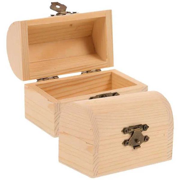 Boîtes de rangement Colgodes 2 pièces / 1 pièce trésor en bois coffre en bois massif en bois vintage Boîte de rangement de bijoux avec boucle Q240506