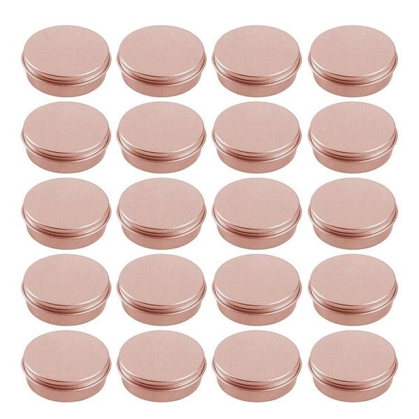 Boîtes de rangement Bacs 20 PCS Bocal en aluminium Contenants de 2 oz avec couvercles Pots de bougies ronds vides pour la fabrication de bougies Artisanat en vrac