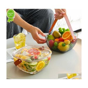 Boîtes De Rangement Bacs 2023 Corbeille De Fruits Avec Couvercle Seau À Glace Portable Inssnack Biscuit Porte-bonbons Boîte Réfrigérateur Organisateur Conteneur Kit Dhpjy