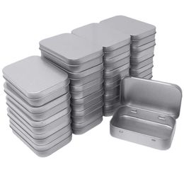 Cajas de almacenamiento Contenedores 24 Rectangar de metal Cajas de latas con bisagras vacías Contenedores Mini kit pequeño portátil Organizador para el hogar 3.75 por 2.45 Drop Deli Dh73E