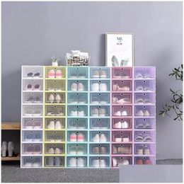 Opbergboxen bakken 30 stks schoenset mticolor opvouwbaar plastic heldere home schoenen rek organizer stack display doos drop levering tuin dh7nw