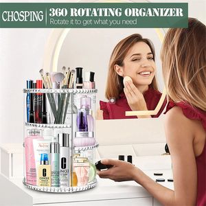 Opbergdozen bakken 360 grote roterende make -up organizer verstelbare duurzame spinning cosmetica huidverzorging parfumborstel voor badkamer dressoir 230818