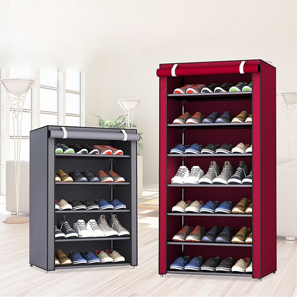 Boîtes de rangement Bacs 6 8 10 Couches Chaussures Rack Multicouche Oxford Armoire à Chaussures Étagères Ménage Placard Cas Antipoussière Organisateur pour 230413