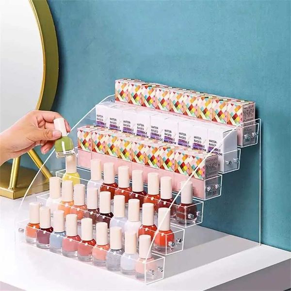 Boîtes de rangement Colonches à 6 couches en acrylique vernis à ongles Afficher les bijoux Cosmetics Louis à lèvres Lunettes de soleil Transparent Boîte de rangement Q240506