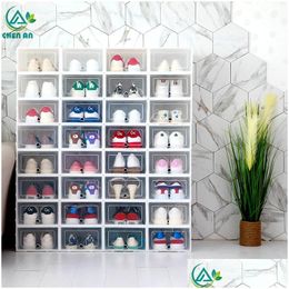 Cajas de almacenamiento Bins 6pcs/set Organizador de zapatos der transparente caja de plástico Rec pp zapatos espesados ​​entrega de caída jardín de hogares o dhayp