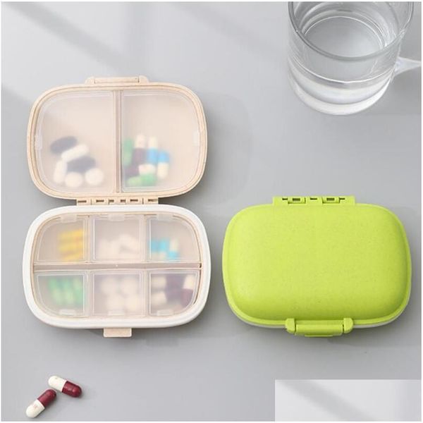 Boîtes de rangement Bacs 8 grilles étui à pilules de voyage portable avec organisateur de coupe conteneur de stockage de médicaments boîte à comprimés en plastique Drop Delive Dhlef