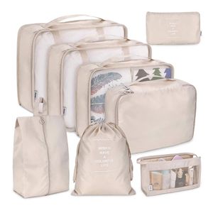 Boîtes de rangement Bacs 8Pcsset Sacs de rangement de bagages de grande capacité pour l'emballage Cube Vêtements Sous-vêtements Cosmétique Voyage Organisateur Sac Articles de toilette Pochette 230331