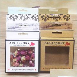 Opslagboxen Bins Accessoire verpakkingsdoos met venster PVC Kraft Paper Diy Packing Container Dank u bedankte kartonnen Craft Box DHMHF