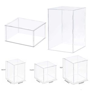 Boîtes de rangement Colgodes en acrylique Boîte de rangement blanche carré carré transparent transparent à poussière Cosmetic Dupspop Affichage Collectable Doll Cart Model Q240506