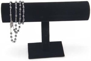 Opbergdozen Bakken Zwart Velvet Armband Ketting Horloge T-vorm Bar Rack Sieraden Harde Display Standhouder Organizer