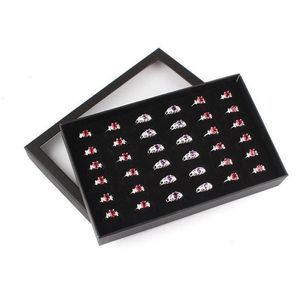 Boîtes de rangement bacs noir velours anneau présentoir fenêtre transparente montrer couverture 36 fentes boucle d'oreille porte-bijoux organisateur 236D