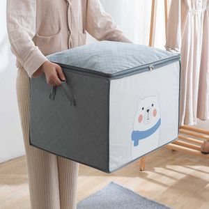 Boîtes de rangement Bacs Dessin animé pliable portable vêtements sac boîte pliante couette couverture garde-robe articles ménagers sous le lit stockage grande capacité P230324