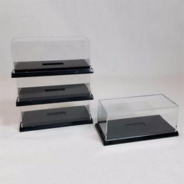 Boîtes de rangement bacs vitrine acrylique transparente boîte en Perspex 10 cm L Base en plastique blanc anti-poussière 2325