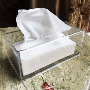 Opbergdozen Bakken Clear Acryl Tissue Box Holder Tissue Dispenser Dispenser Napkinner Auto Home Office Desktop Tissue Storage Box Organizer 230517