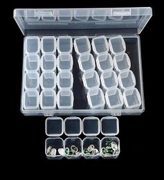 Boîtes de rangement Colonches à bijoux transparent avec des diviseurs amovibles 28 grilles Nail Art Rignestone Diamants Perles d'oreilles DI7906613