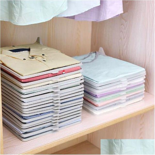 Boîtes de rangement Bacs Vêtements Organisateur T-shirts Planche pliante Bureau Bureau Classeur Valise Étagère Diviseurs Système Placard Der Org Ot9Vj