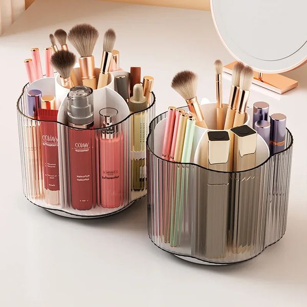 Boîtes de rangement bacs organisateur cosmétique rotatif anti-poussière maquillage brosse commode bureau porte-crayons rouge à lèvres fard à paupières 231123