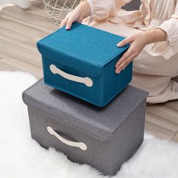 Cajas de almacenamiento Contenedores Tela de algodón y lino Cubierta plegable Ropa para el hogar Juguete 221008