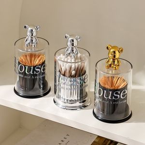 Opbergdozen Binnen Creative Bear Tandenpick Cotton Swab Holder Container Dispenser Keukengadgets 230419