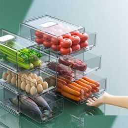 Opbergboxen bakken der koelkast doos stapelbare koelkast organizer voor keuken pantry kast fruit vegatable zer 211102 drop deli dh4uk