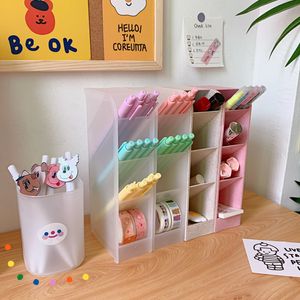 Boîtes de rangement Bacs Organisateur de bureau pour stylos Rangement Brosse Stand Porte-crayons de bureau pour fournitures scolaires Kawaii Papeterie Bureau Maquillage Boîte de rangement FSTLY35