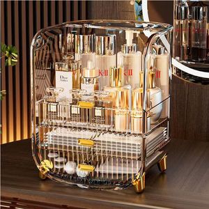 Opbergdozen Bakken Desktop Cosmetische doos Grote capaciteit Type lade Huidverzorging Lippenstift Organizer Hoge kwaliteit Transparante sieradencontainer 230613