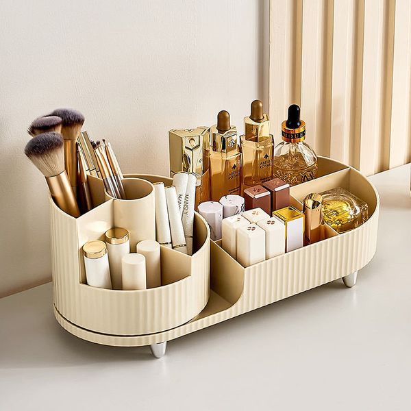 Boîtes de rangement Bacs Organisateur de maquillage de bureau Boîte cosmétique Porte-brosse Palette de fard à paupières Conteneur de soins de la peau pour les femmes 230830