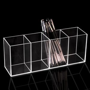 Storage Boxes Bins Desktop Pencil Organizer Brush Acrylic 4 Slot Cosmetic Holder Makeup Clear Make Up Rack 230817