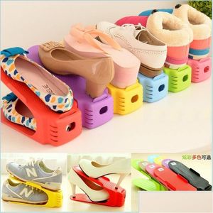 Storage Boxes Bins Double Layer Adjustable Shoe Organizer Footwear Support Slot Space Saving Cabinet Closet Stand Shoes Ra Drop De Dhxry