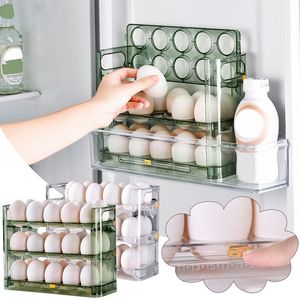 Storage Boxes Bins Egg Box Refrigerator Organizer Food Containers Freshkeeping Case Holder Tray Dispenser Kitchen 230613