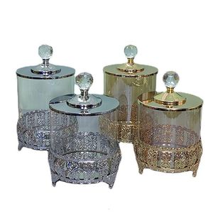 Cajas de almacenamiento contenedores frasco de dulces de cristal europeo con adornos de tapa mesa de café mesa de café fruta seca joyas de joyería gota de gota de othke