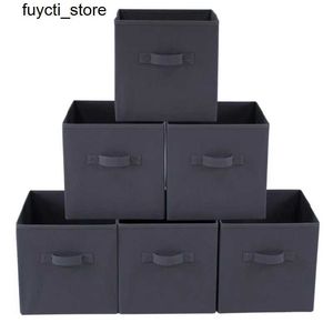 Boîtes de rangement Boîtes de rangement en tissu cube pliable (10,5 pouces x 10,5 pouces) 6 packs Flanelle grise S24513