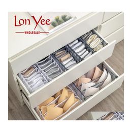 Opbergdozen bakken opvouwbare ondergoed bra panty sokken organizer opgeslagen doos der kast sjaals organisatoren nylon divider tassen yl0336 dhija