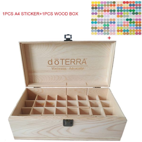 Cajas de almacenamiento Contenedores para doTERRA 32 Rejillas Aceite esencial Caja de madera natural Aromaterapia Caja de madera Tesoro Organizador de almacenamiento de joyas Artesanía hecha a mano 230628