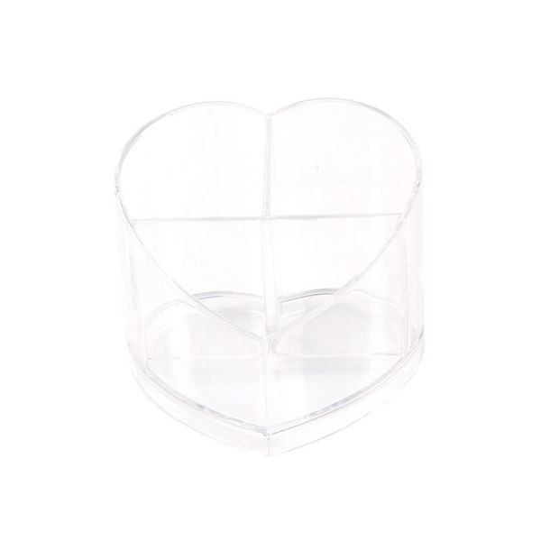 Boîtes de rangement Bacs Coeur Forme Acrylique Maquillage Organisateur Transparent Cosmétique Boîte Conteneur