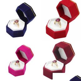 Opbergdozen bakken zeshoekige veet sieradenboxen valentijnsdag ringen doos plastic opslag display houder voor ring oorbellen xmas gif m2 dhopm