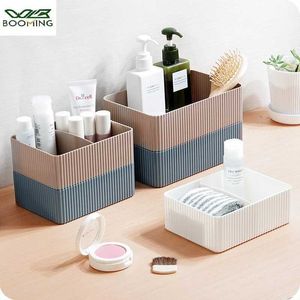 Boîtes de rangement Bacs Récipient à la maison Grille en plastique Desktop Toydries Box Organisateur de fermeture cosmétique Bin Office salle de bain Utilisation du Q240506