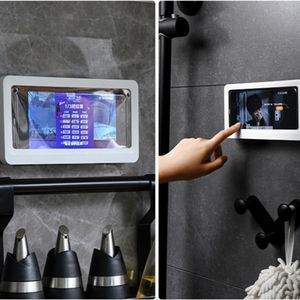 Boîtes de rangement bacs maison mur étanche boîte de téléphone portable support auto-adhésif écran tactile salle de bain coquille douche étanchéité 230907