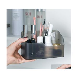 Storage Boxes Bins Hooqict Makeup Organizer Cosmetics Box Brush Nail Polish Holder Lipstick Per Beauty Case Home Office Desk Drop Dhzem