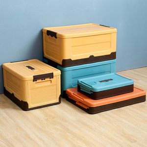 Cajas de almacenamiento Contenedores Gran capacidad Misceláneas Hogar Caja de plástico Organizador con tapas Plegable Juguete Ropa Calcetines Caja Armario