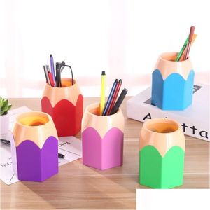 Boîtes de rangement Bacs Maquillage Porte-brosse Bureau Papeterie Conteneur Moderne Creative Pen Vase Crayon Pot Bureau Tidy Containe Box K4 Dhwsq