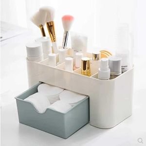 Boîtes de rangement Boîtes de maquillage Boîte d'organisateur avec tiroir Coton Stick Sticle Boulette à lèvres Organisateur Brosse Maling Makeup acrylique Plastique H240522